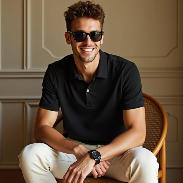 Black Solid Polo