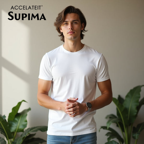 Made with Worlds's Finest Cotton-White Supima Classic Crew T-Shirt