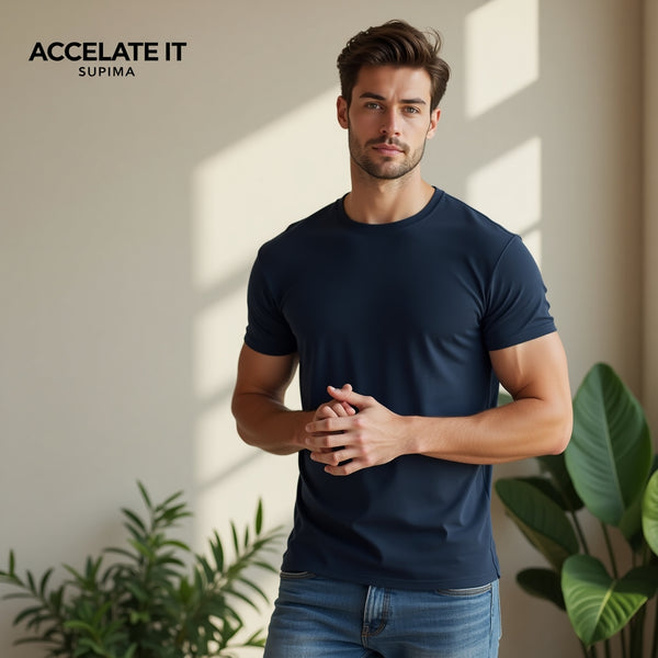Made with World's Finest Cotton- Navy Blue Supima T-Shirt