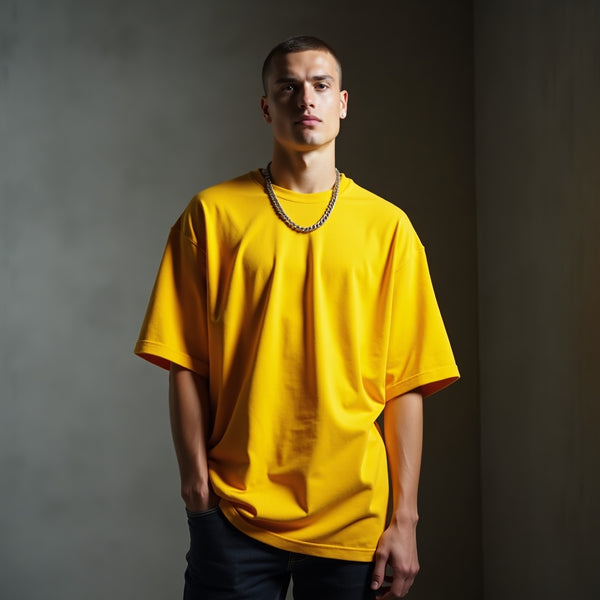 Golden Yellow Solid Oversized T-Shirt