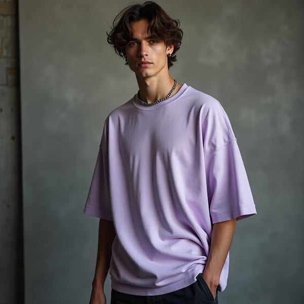 Lavender Solid Oversized T-Shirt