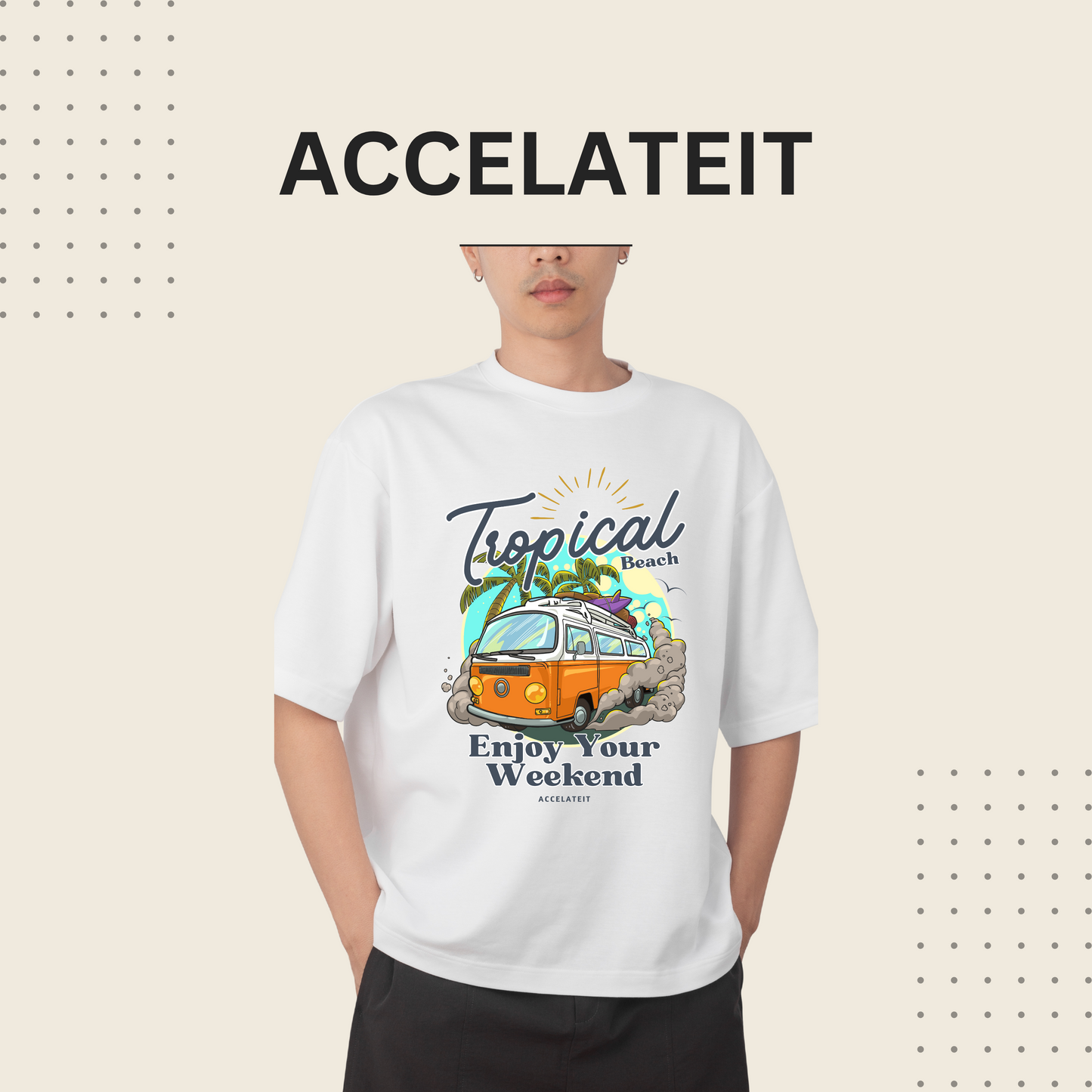 Tropical Beach Oversized Tee🌴
