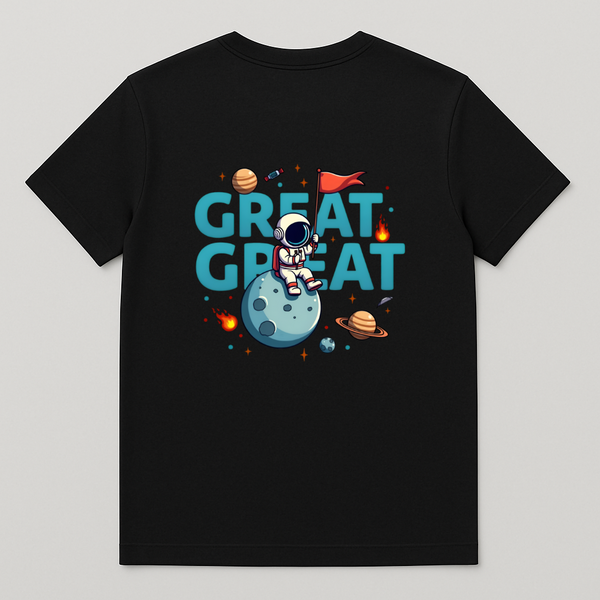 Men’s Astronaut Moon T-Shirt – Great Great by Accelateit 🖤